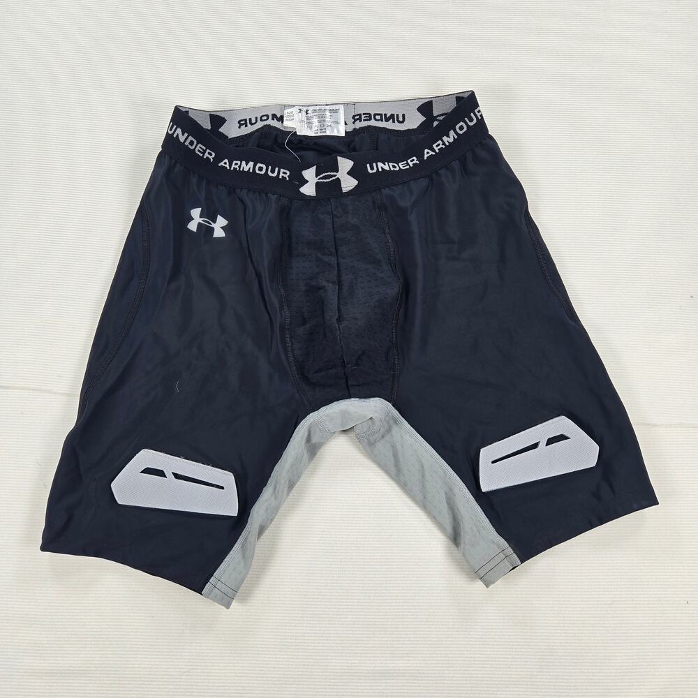 NWT Under Armour Compression Heat Gear Black Hockey Shorts Men's Size Large